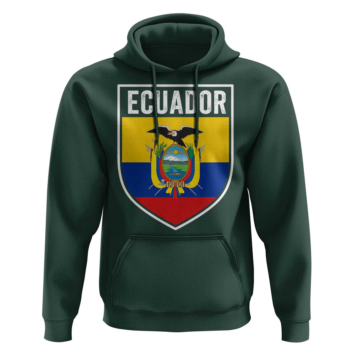 Ecuador Vintage Soccer Crest Escudo Ecuadorian Coat of Arms Hoodie