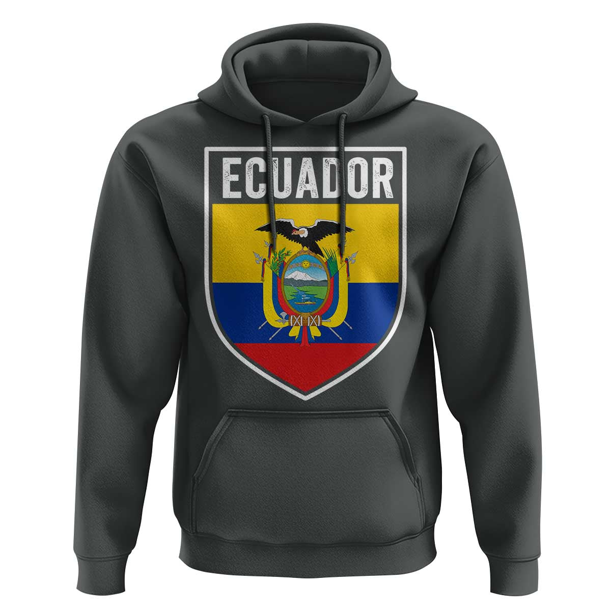 Ecuador Vintage Soccer Crest Escudo Ecuadorian Coat of Arms Hoodie