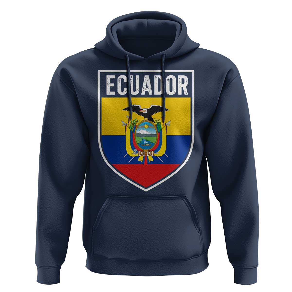Ecuador Vintage Soccer Crest Escudo Ecuadorian Coat of Arms Hoodie