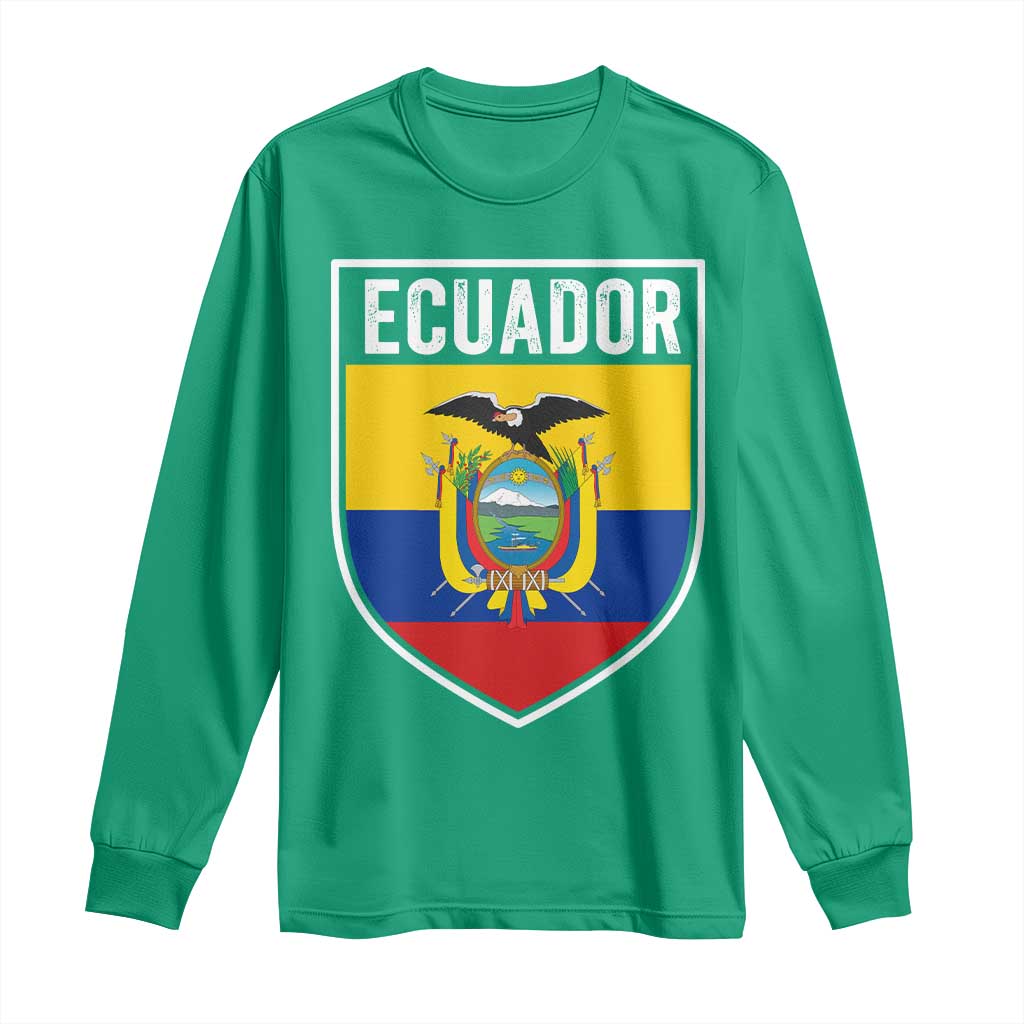 Ecuador Vintage Soccer Crest Escudo Ecuadorian Coat of Arms Long Sleeve Shirt