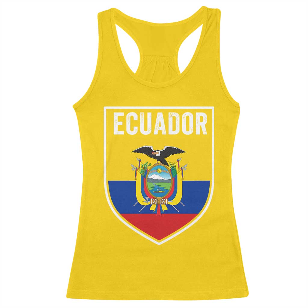 Ecuador Vintage Soccer Crest Escudo Ecuadorian Coat of Arms Racerback Tank Top