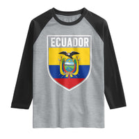 Ecuador Vintage Soccer Crest Escudo Ecuadorian Coat of Arms Raglan Shirt