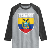 Ecuador Vintage Soccer Crest Escudo Ecuadorian Coat of Arms Raglan Shirt