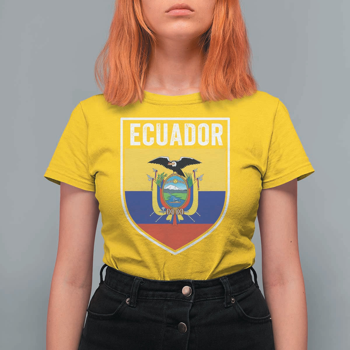 Ecuador Vintage Soccer Crest Escudo Ecuadorian Coat of Arms T Shirt For Women