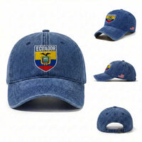 Ecuador Vintage Soccer Crest Escudo Ecuadorian Coat of Arms Washed Cotton Baseball Cap