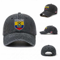 Ecuador Vintage Soccer Crest Escudo Ecuadorian Coat of Arms Washed Cotton Baseball Cap