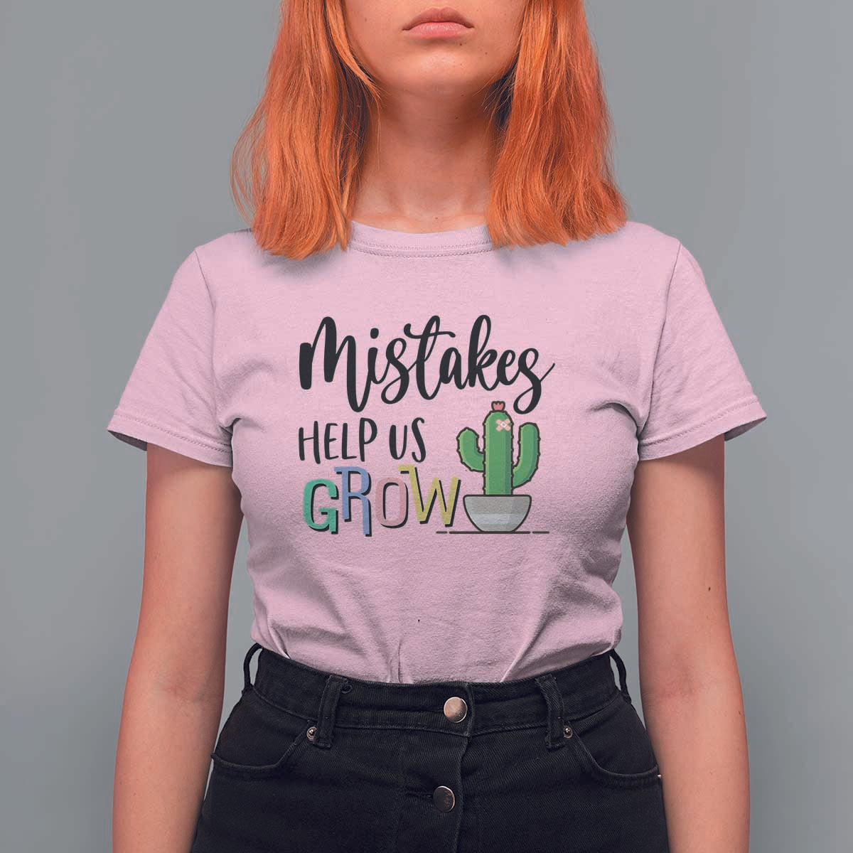 Mistakes Help Us Grow T Shirt For Women First Day Of School Cactus - Wonder Print Shop