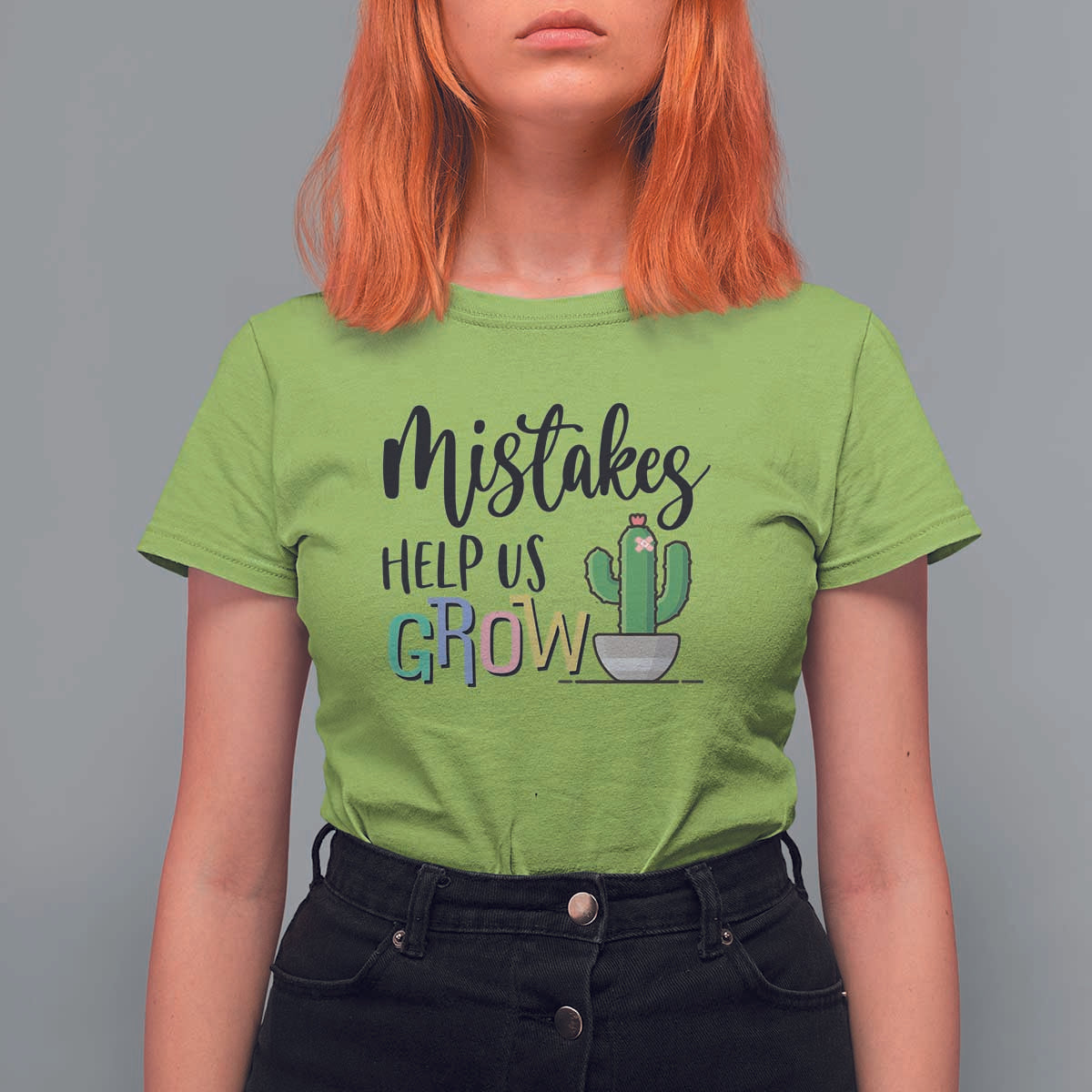 Mistakes Help Us Grow T Shirt For Women First Day Of School Cactus - Wonder Print Shop