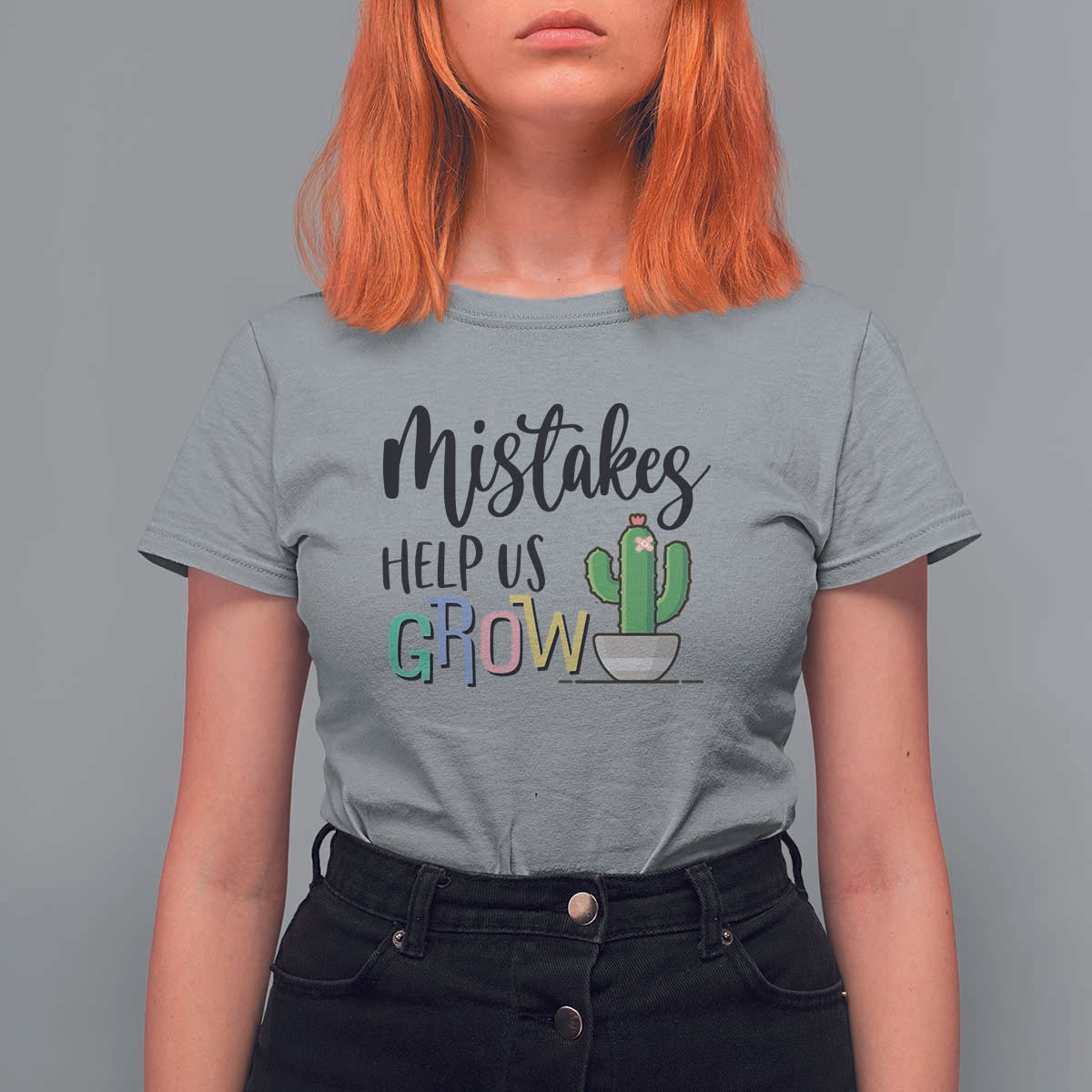 Mistakes Help Us Grow T Shirt For Women First Day Of School Cactus - Wonder Print Shop