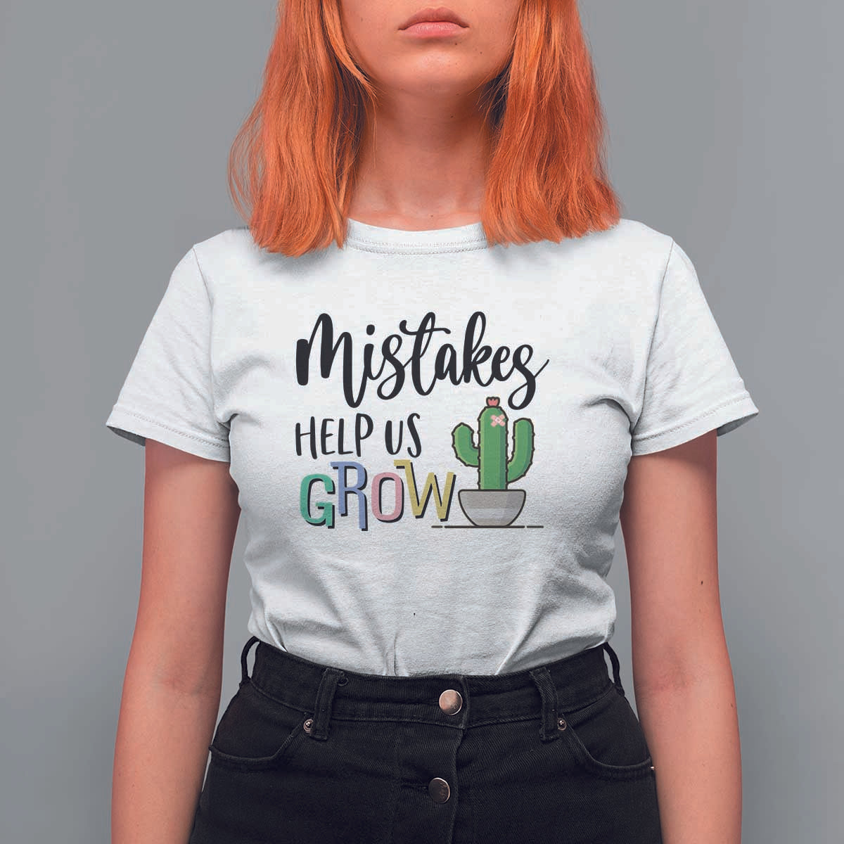 Mistakes Help Us Grow T Shirt For Women First Day Of School Cactus - Wonder Print Shop