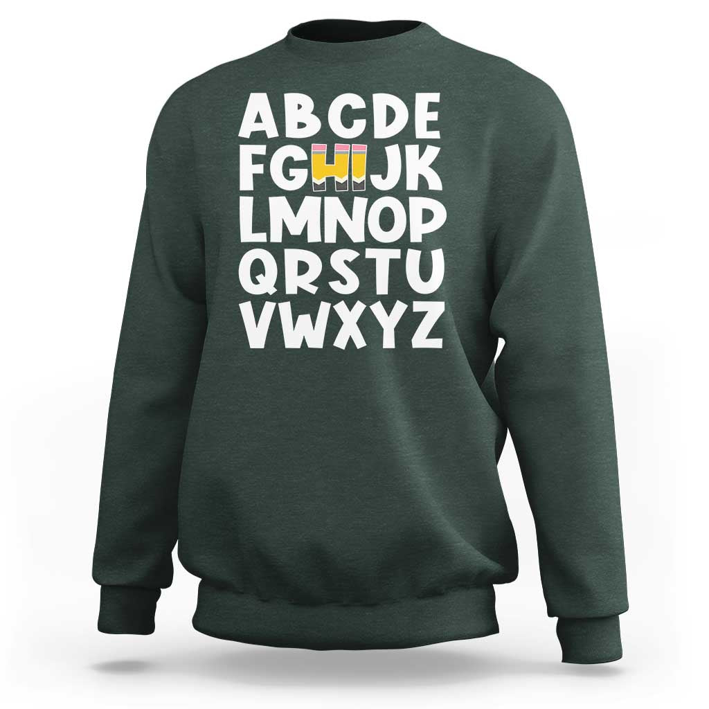 Funny Pre K Kindergarten Sweatshirt Hi Alphabet Back To School Teachers Pencil - Wonder Print Shop