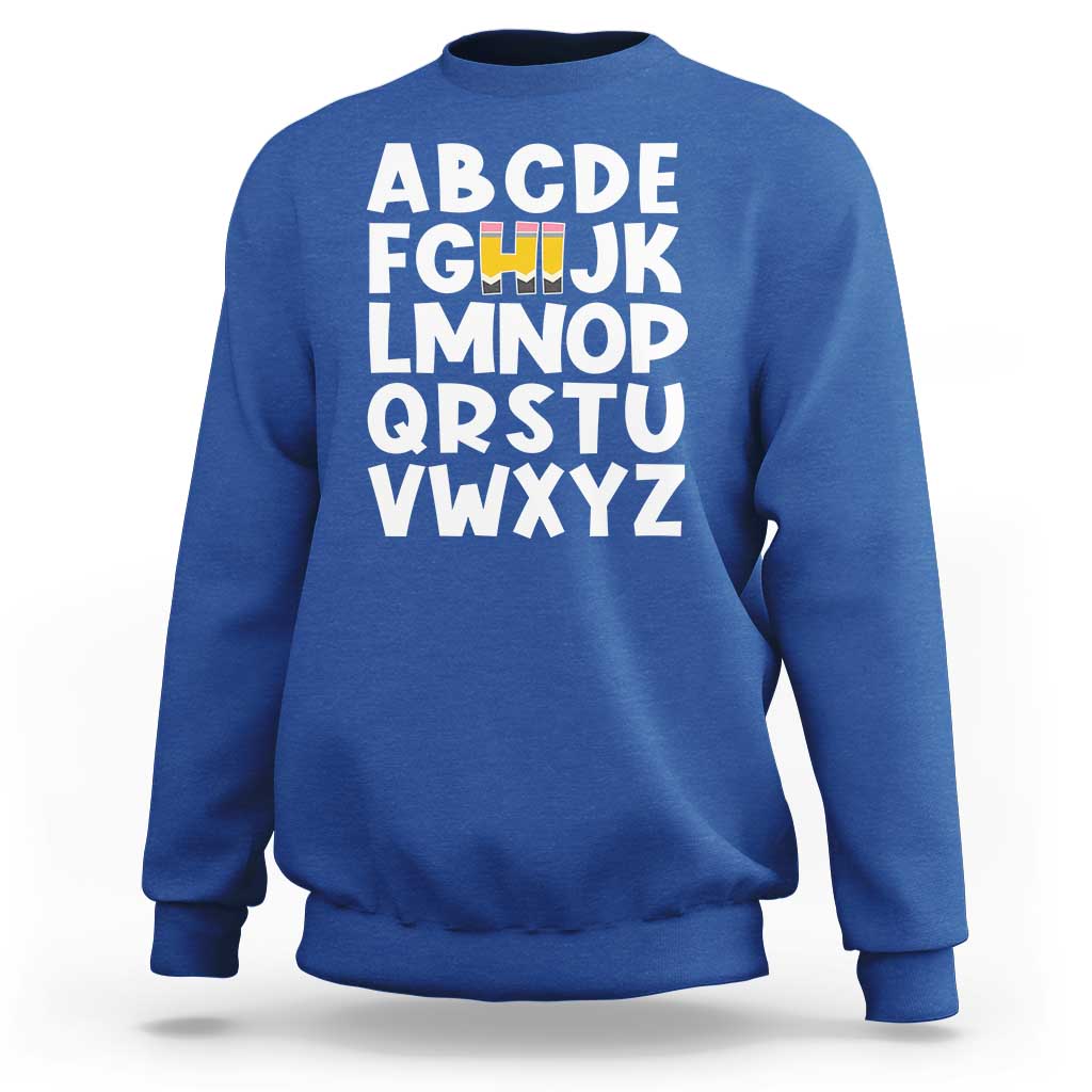 Funny Pre K Kindergarten Sweatshirt Hi Alphabet Back To School Teachers Pencil - Wonder Print Shop