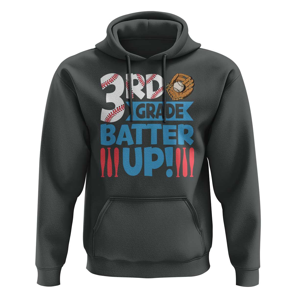 Back To School Baseball Hoodie 3RD Grade Batter Up Glove Bat Ball - Wonder Print Shop