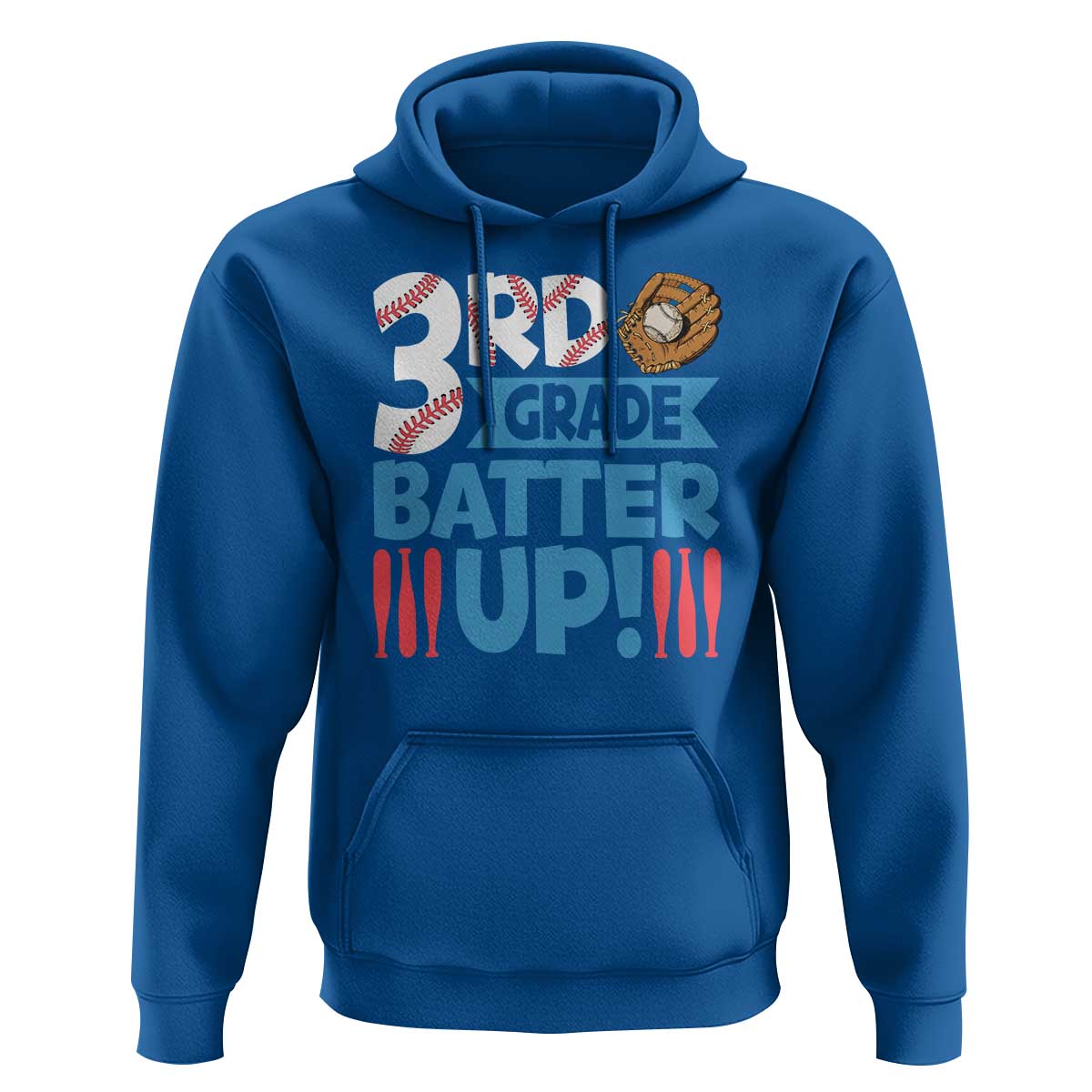 Back To School Baseball Hoodie 3RD Grade Batter Up Glove Bat Ball - Wonder Print Shop