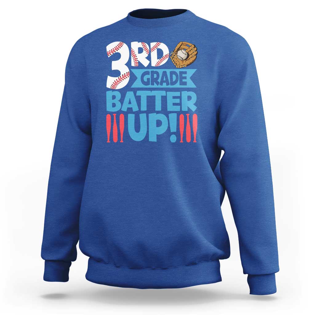 Back To School Baseball Sweatshirt 3RD Grade Batter Up Glove Bat Ball - Wonder Print Shop
