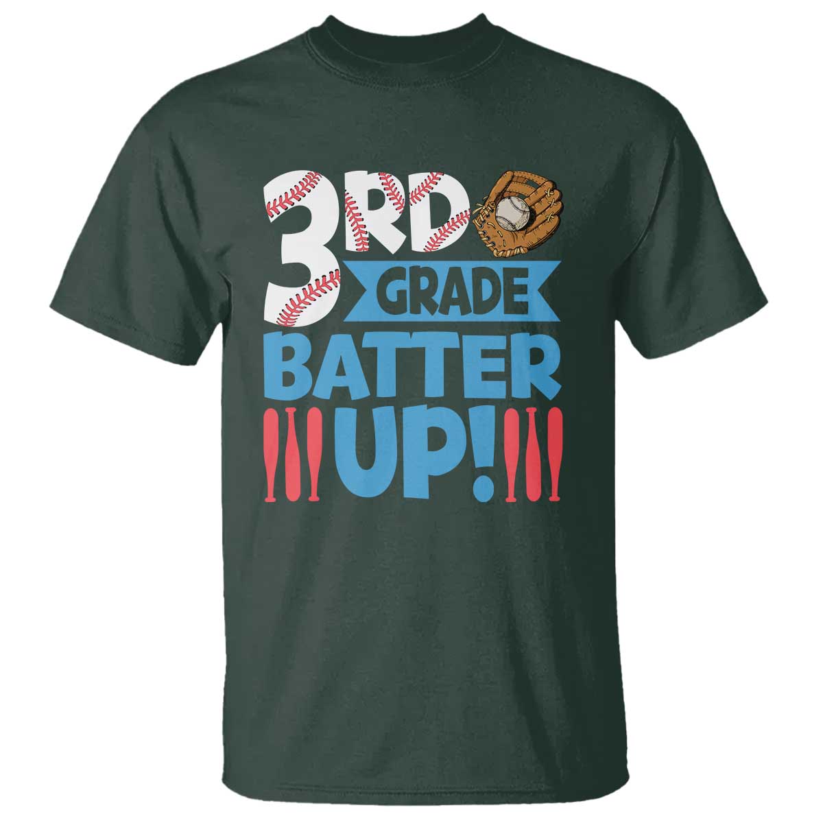 Back To School Baseball T Shirt 3RD Grade Batter Up Glove Bat Ball - Wonder Print Shop