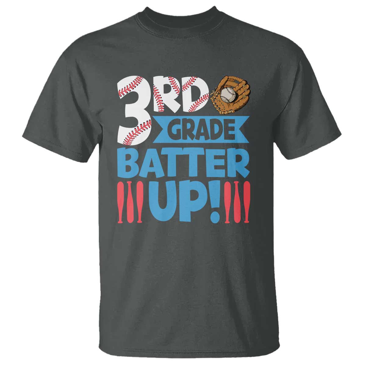 Back To School Baseball T Shirt 3RD Grade Batter Up Glove Bat Ball - Wonder Print Shop