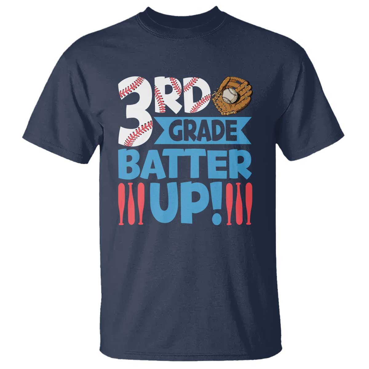 Back To School Baseball T Shirt 3RD Grade Batter Up Glove Bat Ball - Wonder Print Shop
