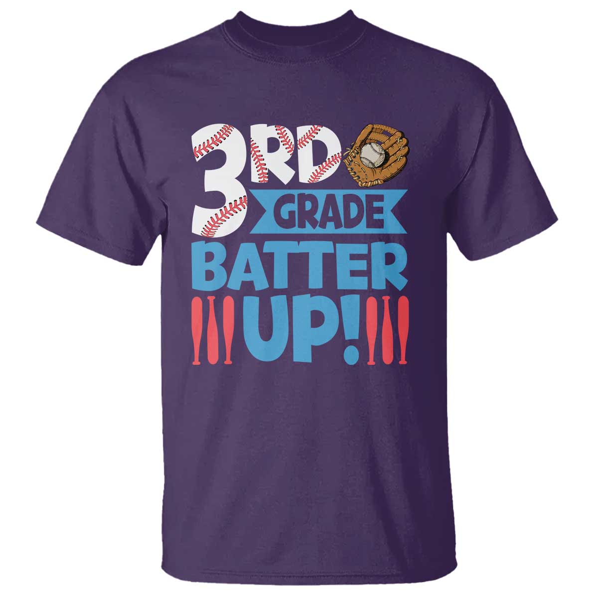 Back To School Baseball T Shirt 3RD Grade Batter Up Glove Bat Ball - Wonder Print Shop