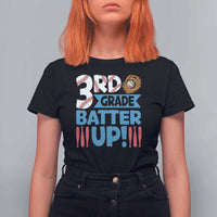 Back To School Baseball T Shirt For Women 3RD Grade Batter Up Glove Bat Ball - Wonder Print Shop