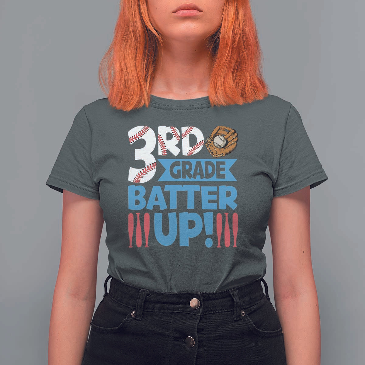 Back To School Baseball T Shirt For Women 3RD Grade Batter Up Glove Bat Ball - Wonder Print Shop