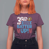Back To School Baseball T Shirt For Women 3RD Grade Batter Up Glove Bat Ball - Wonder Print Shop
