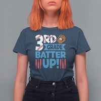 Back To School Baseball T Shirt For Women 3RD Grade Batter Up Glove Bat Ball - Wonder Print Shop