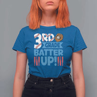 Back To School Baseball T Shirt For Women 3RD Grade Batter Up Glove Bat Ball - Wonder Print Shop