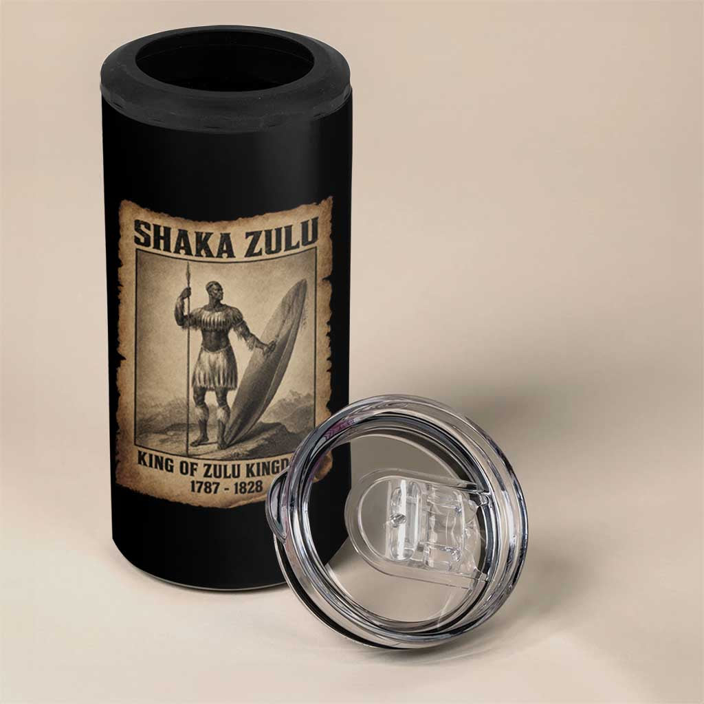 Shaka Zulu 4 in 1 Can Cooler Tumbler King of Zulu Kingdom Indigenous African Tribe