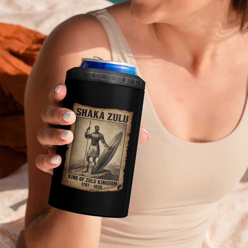 Shaka Zulu 4 in 1 Can Cooler Tumbler King of Zulu Kingdom Indigenous African Tribe