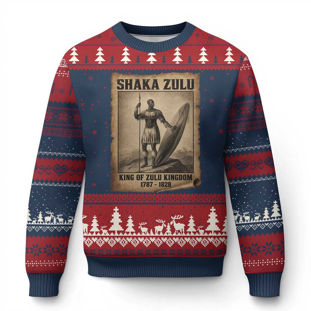 Shaka Zulu Ugly Christmas Sweater King of Zulu Kingdom Indigenous African Tribe