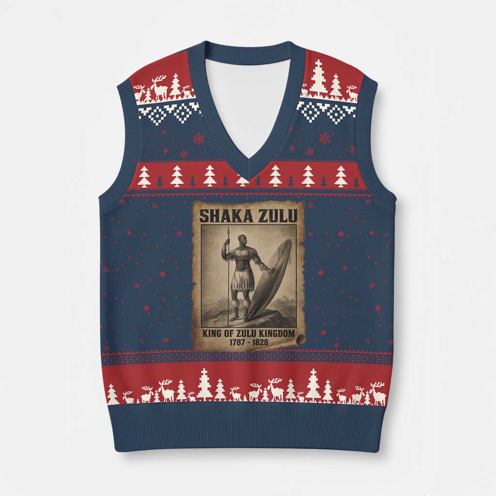Shaka Zulu V-Neck Knit Sweater Vest King of Zulu Kingdom Indigenous African Tribe