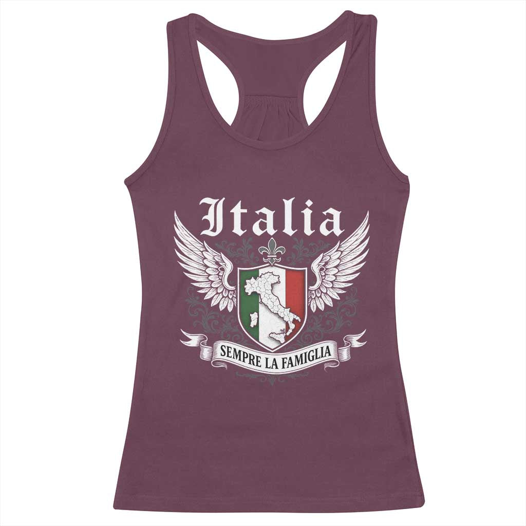 Italy Italia Sempre La Famiglia Racerback Tank Top Family Is Everything Italian Saying - Wonder Print Shop