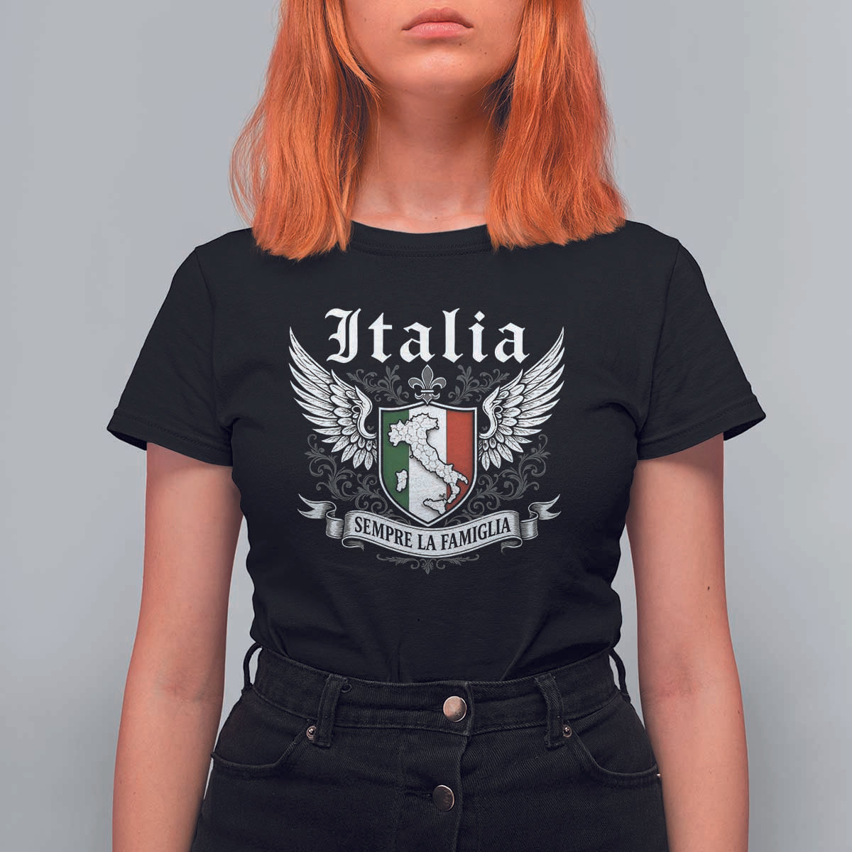 Italy Italia Sempre La Famiglia T Shirt For Women Family Is Everything Italian Saying - Wonder Print Shop