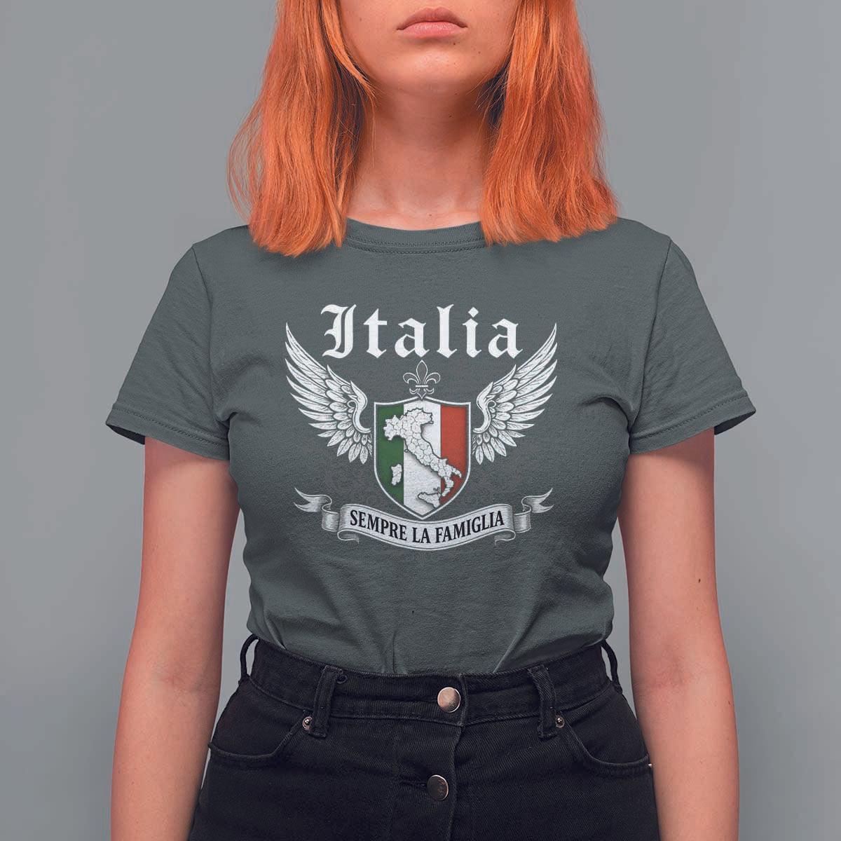Italy Italia Sempre La Famiglia T Shirt For Women Family Is Everything Italian Saying - Wonder Print Shop