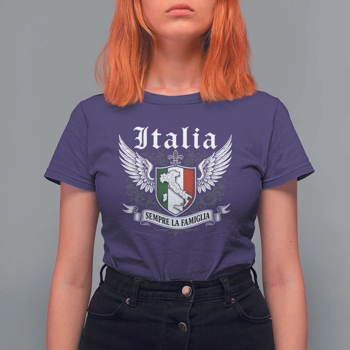 Italy Italia Sempre La Famiglia T Shirt For Women Family Is Everything Italian Saying - Wonder Print Shop