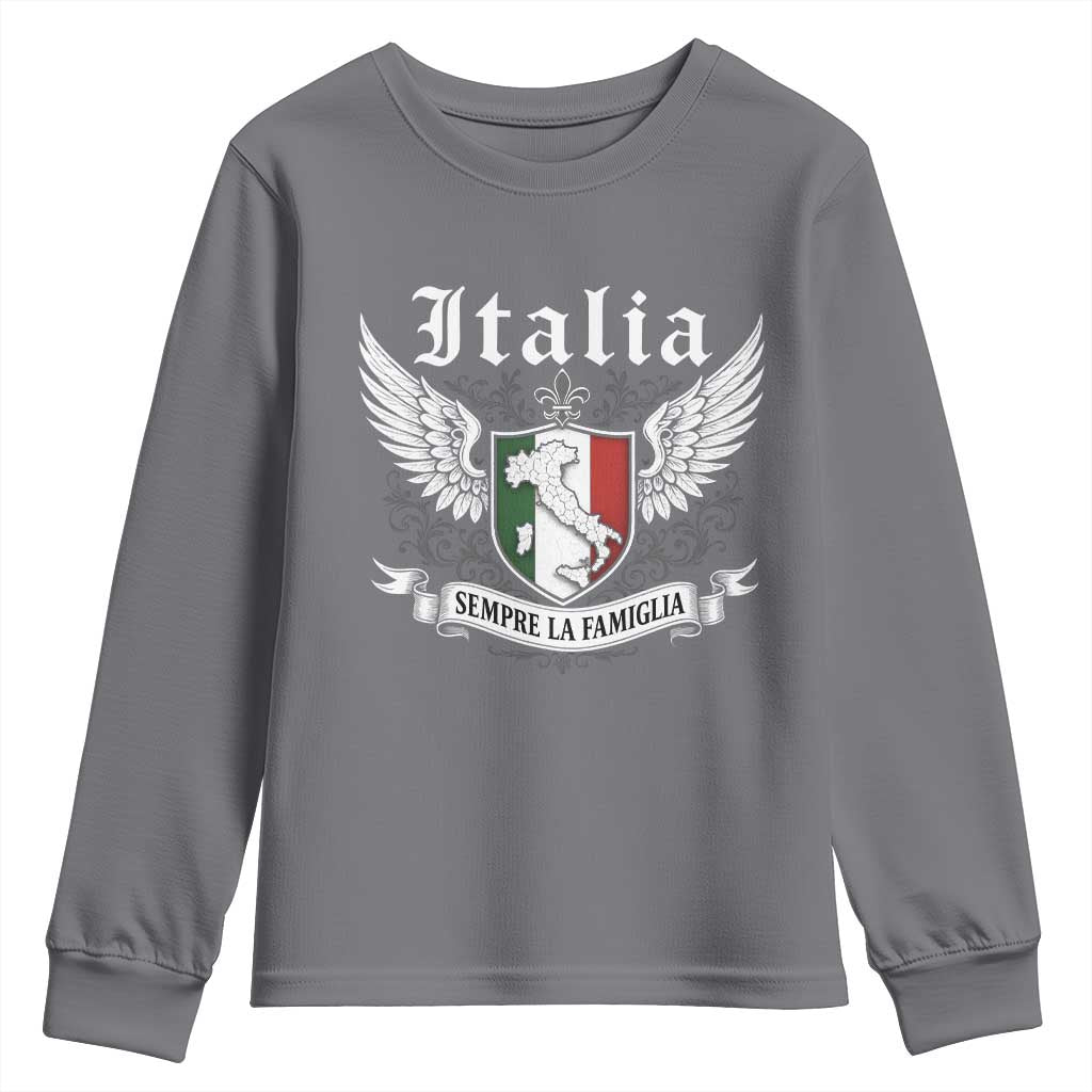 Italy Italia Sempre La Famiglia Youth Sweatshirt Family Is Everything Italian Saying - Wonder Print Shop
