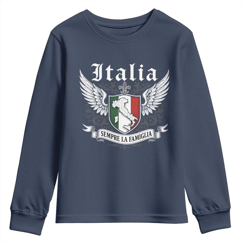 Italy Italia Sempre La Famiglia Youth Sweatshirt Family Is Everything Italian Saying - Wonder Print Shop