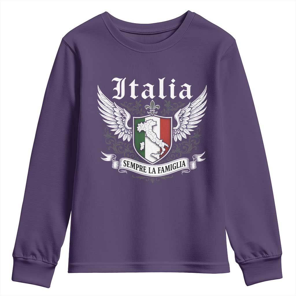 Italy Italia Sempre La Famiglia Youth Sweatshirt Family Is Everything Italian Saying - Wonder Print Shop