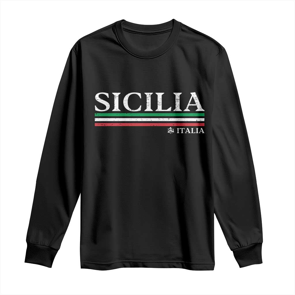 Sicily Sicilian Italian Flag Souvenirs Medusa Long Sleeve Shirt - Wonder Print Shop