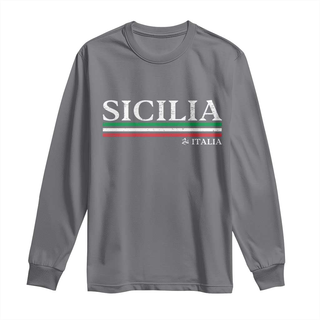 Sicily Sicilian Italian Flag Souvenirs Medusa Long Sleeve Shirt - Wonder Print Shop