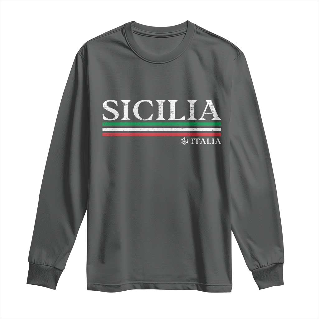 Sicily Sicilian Italian Flag Souvenirs Medusa Long Sleeve Shirt - Wonder Print Shop