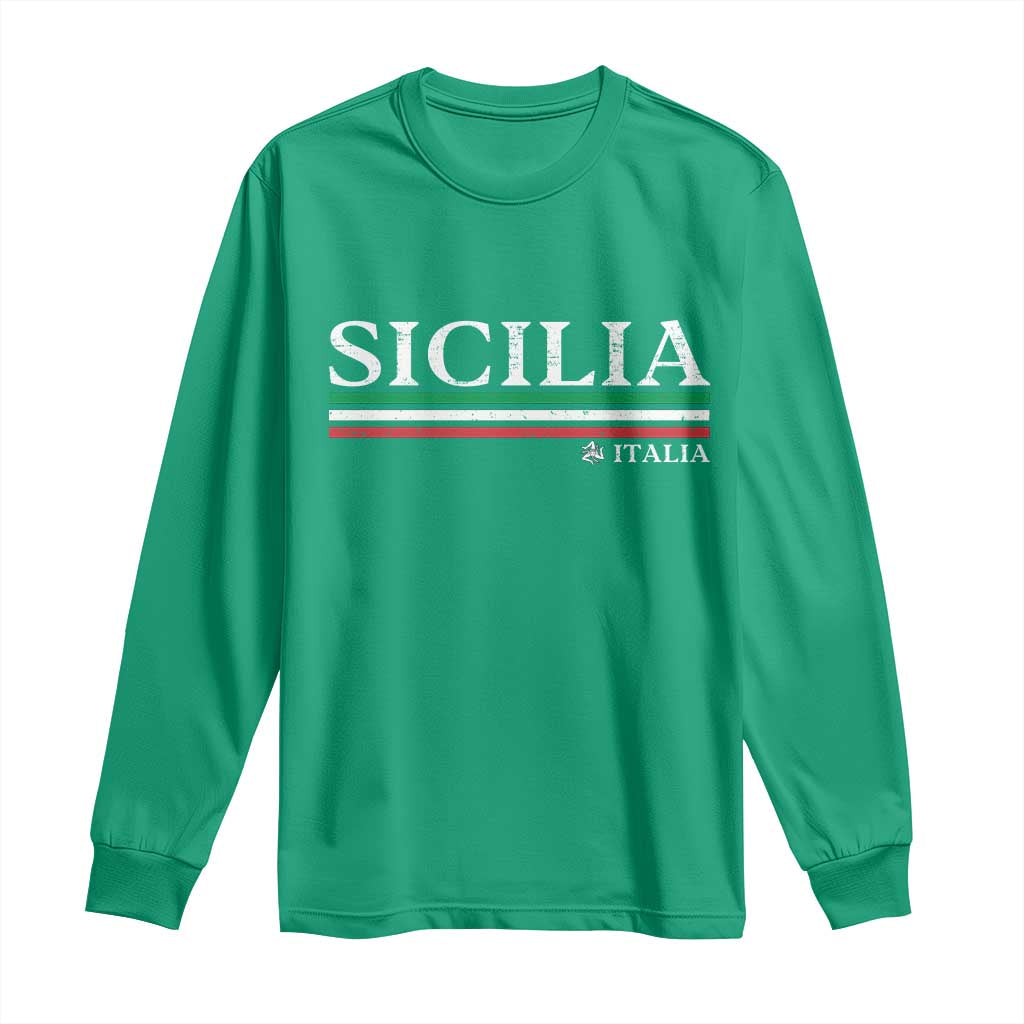 Sicily Sicilian Italian Flag Souvenirs Medusa Long Sleeve Shirt - Wonder Print Shop