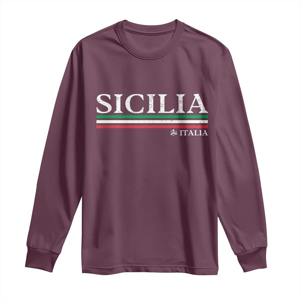 Sicily Sicilian Italian Flag Souvenirs Medusa Long Sleeve Shirt - Wonder Print Shop