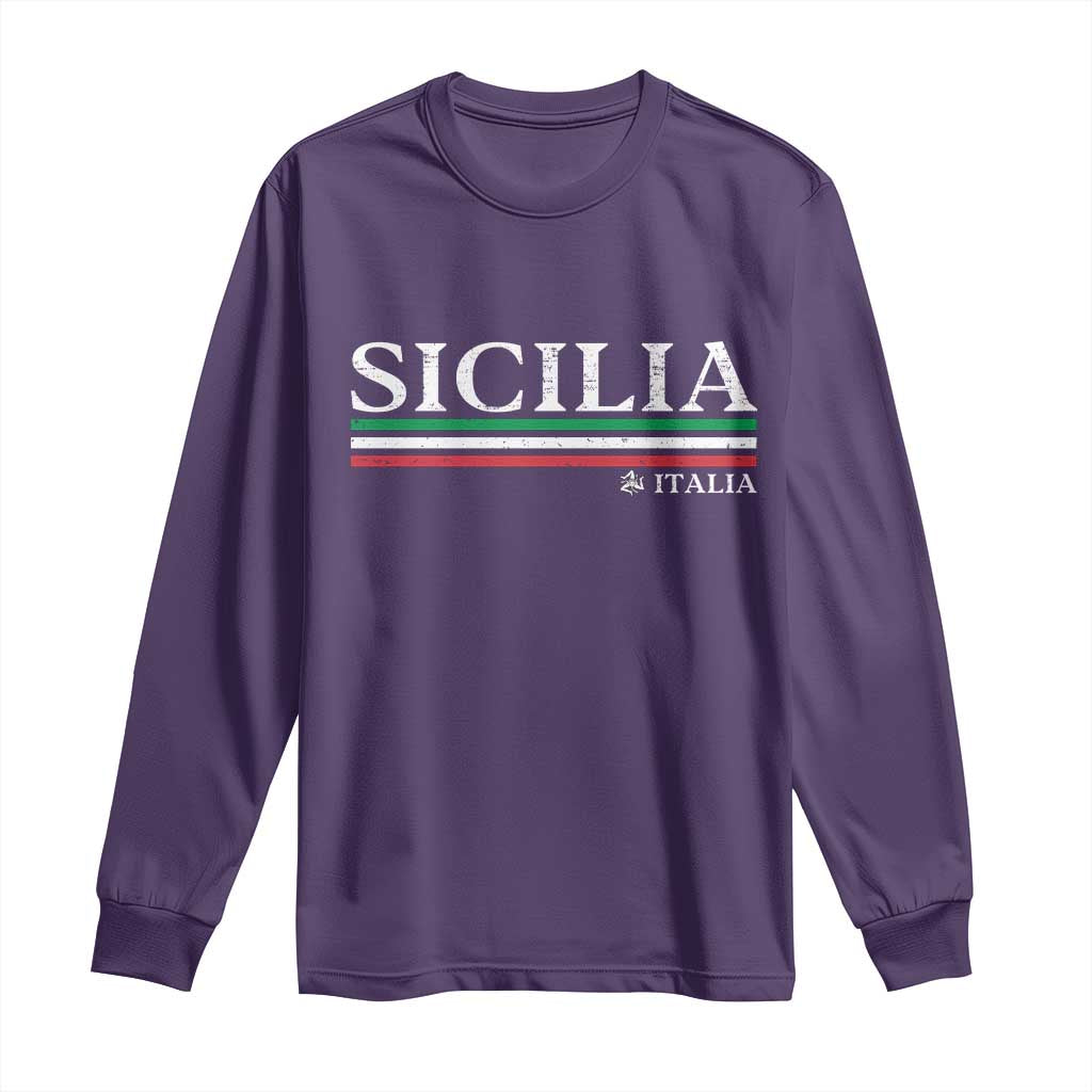 Sicily Sicilian Italian Flag Souvenirs Medusa Long Sleeve Shirt - Wonder Print Shop