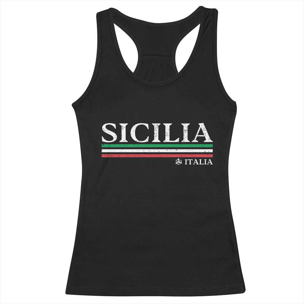 Sicily Sicilian Italian Flag Souvenirs Medusa Racerback Tank Top - Wonder Print Shop