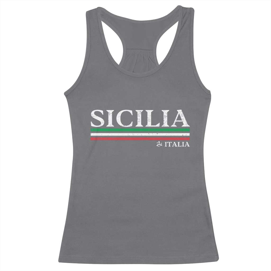 Sicily Sicilian Italian Flag Souvenirs Medusa Racerback Tank Top - Wonder Print Shop
