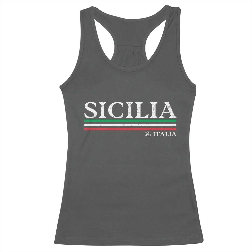 Sicily Sicilian Italian Flag Souvenirs Medusa Racerback Tank Top - Wonder Print Shop