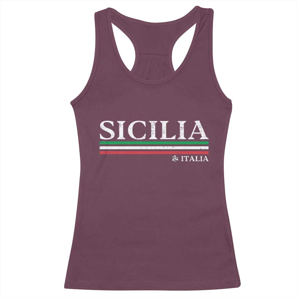 Sicily Sicilian Italian Flag Souvenirs Medusa Racerback Tank Top - Wonder Print Shop