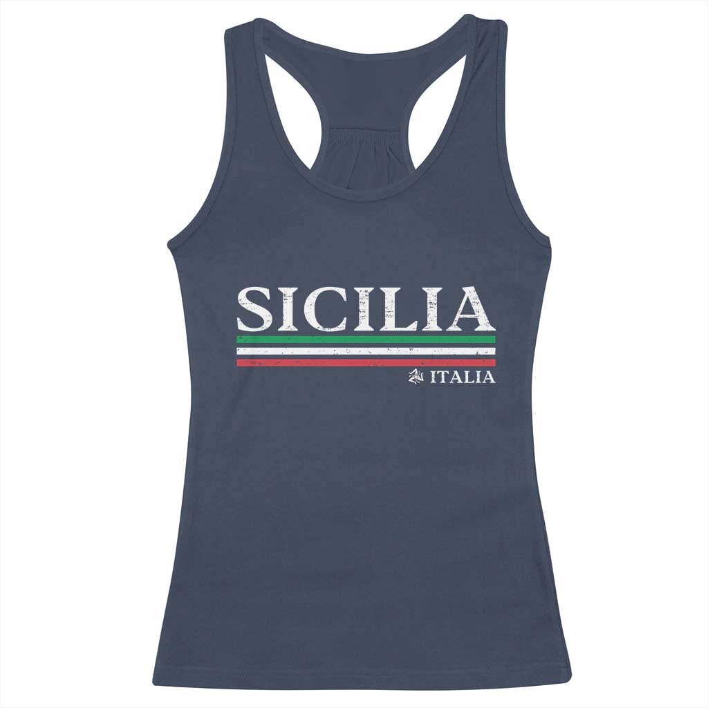 Sicily Sicilian Italian Flag Souvenirs Medusa Racerback Tank Top - Wonder Print Shop